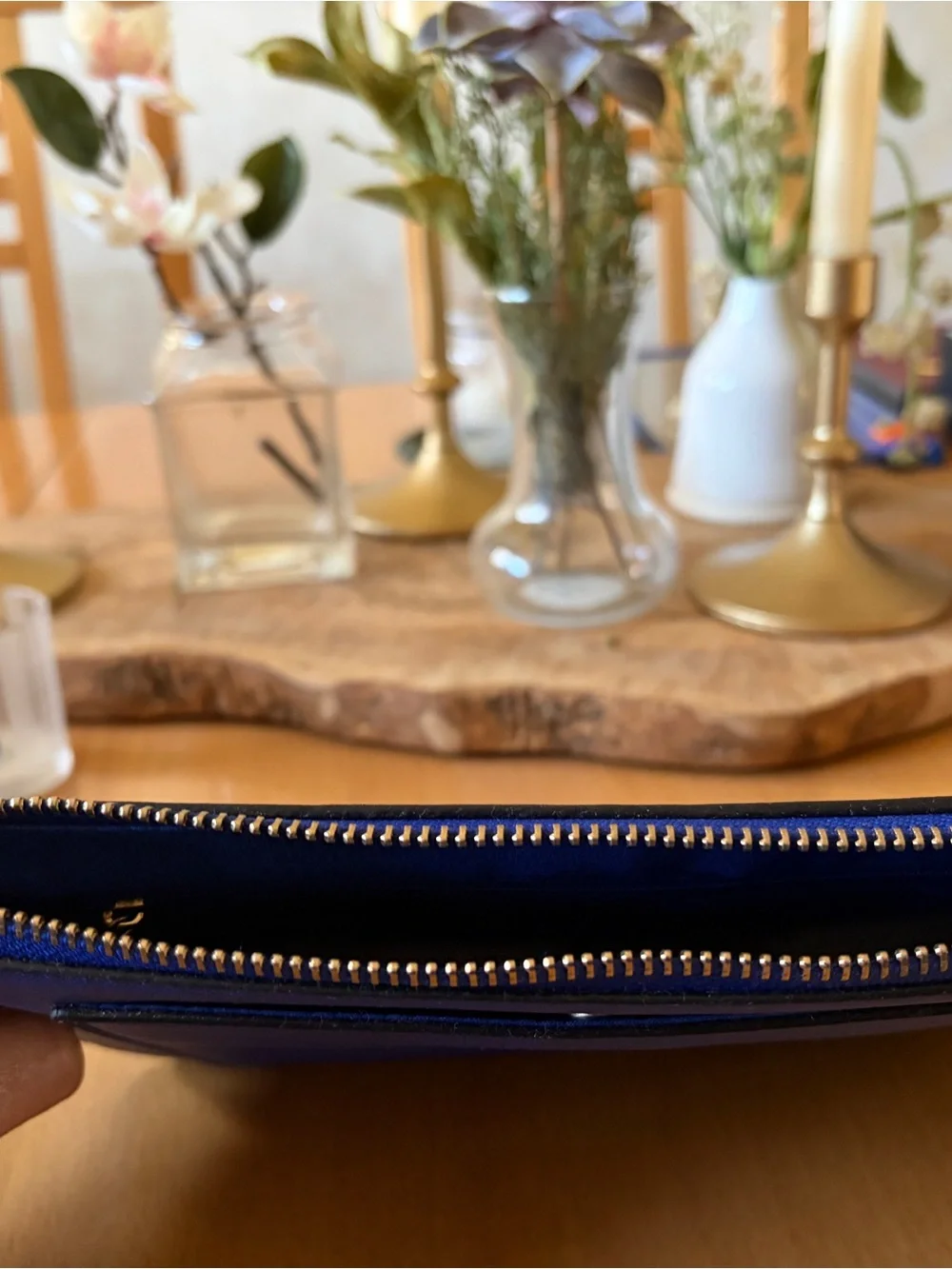 Blue Crossbody Tote Bag with Detachable Strap